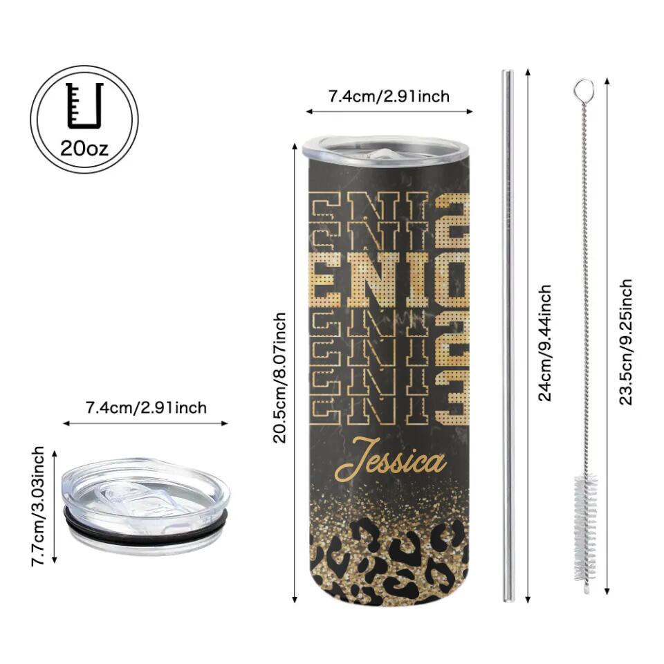 Senior Leopard Pattern Custom Tumbler Graduation Gift For Friends
