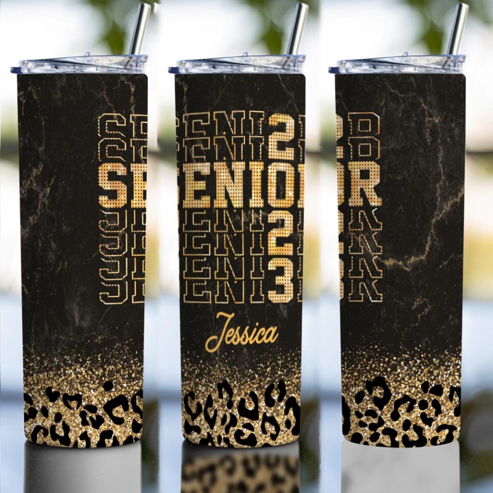 Senior Leopard Pattern Custom Tumbler Graduation Gift For Friends