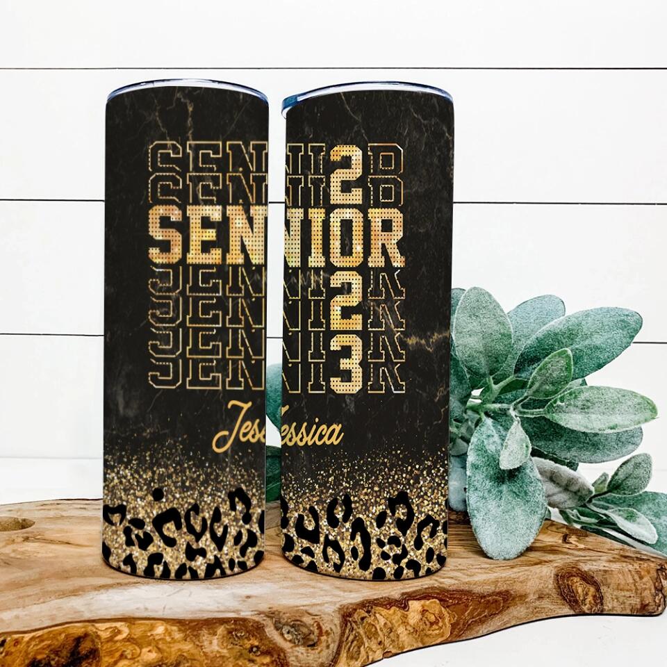Senior Leopard Pattern Custom Tumbler Graduation Gift For Friends