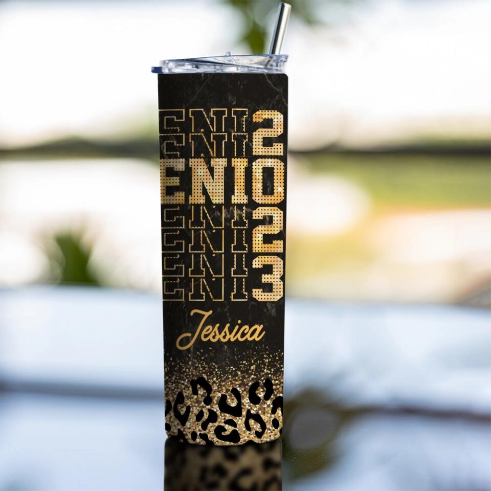 Senior Leopard Pattern Custom Tumbler Graduation Gift For Friends