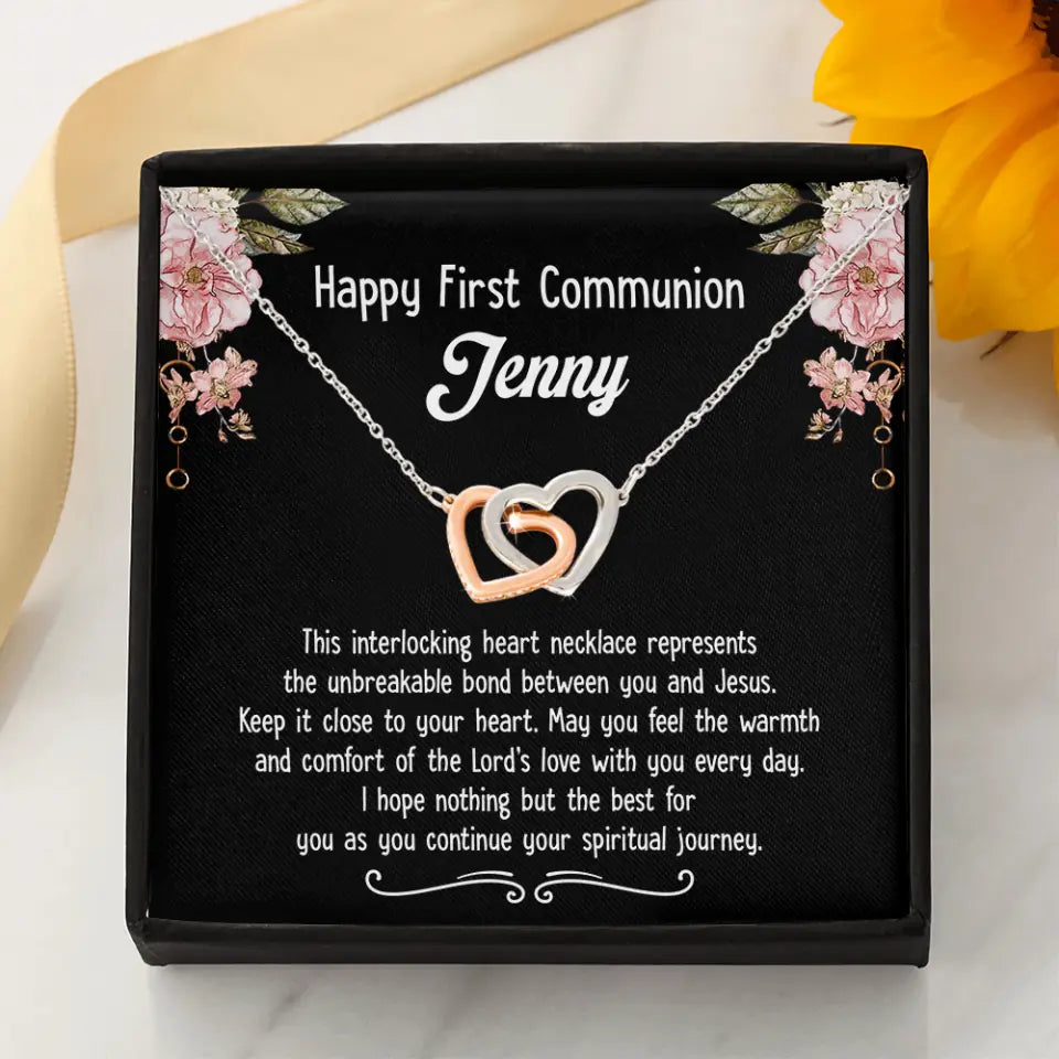 Happy First Communion Personalized Necklace Gift For Daughter