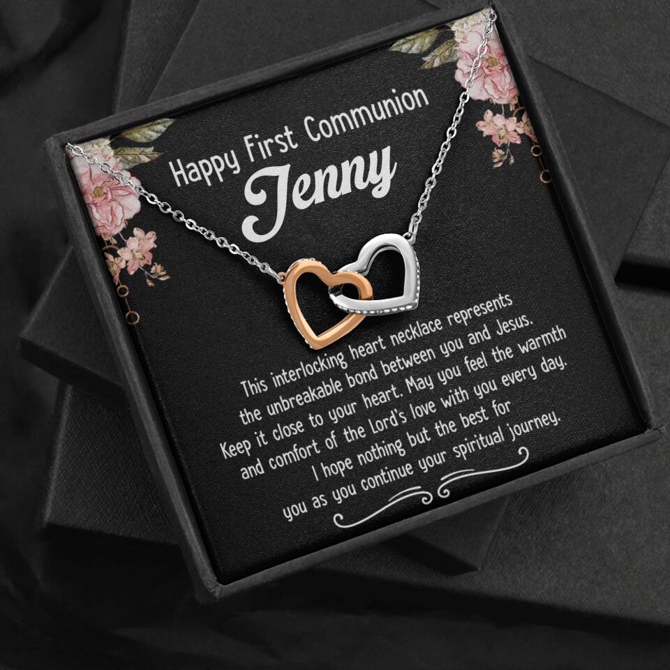 Happy First Communion Personalized Necklace Gift For Daughter