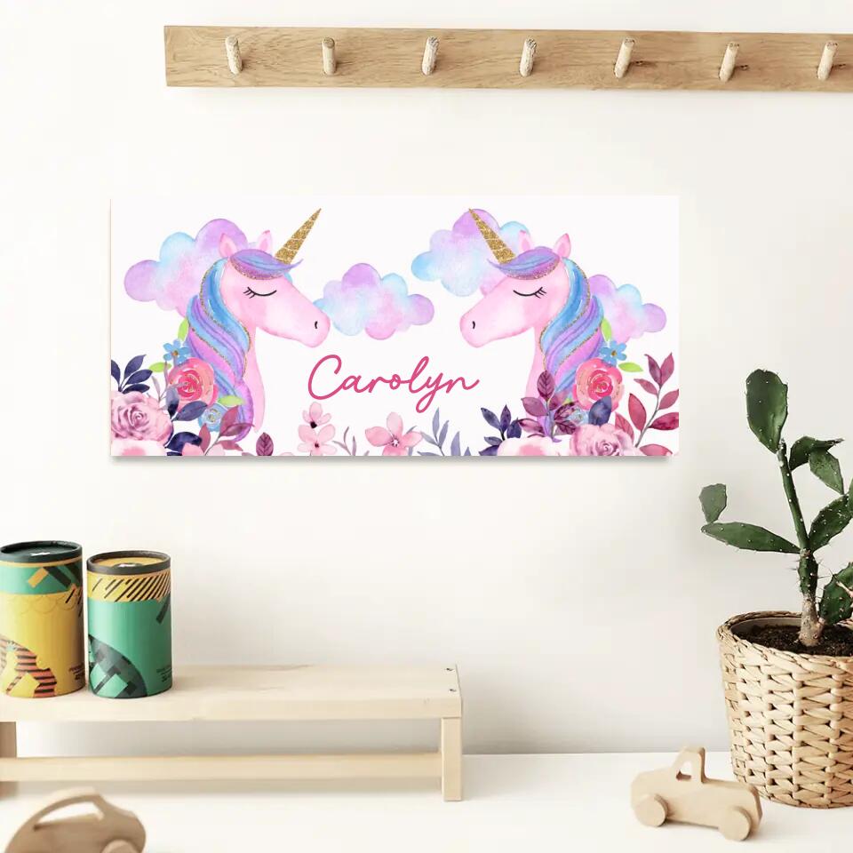 Mermaid & Unicorn Style Girl's Room Personalized Wooden Sign