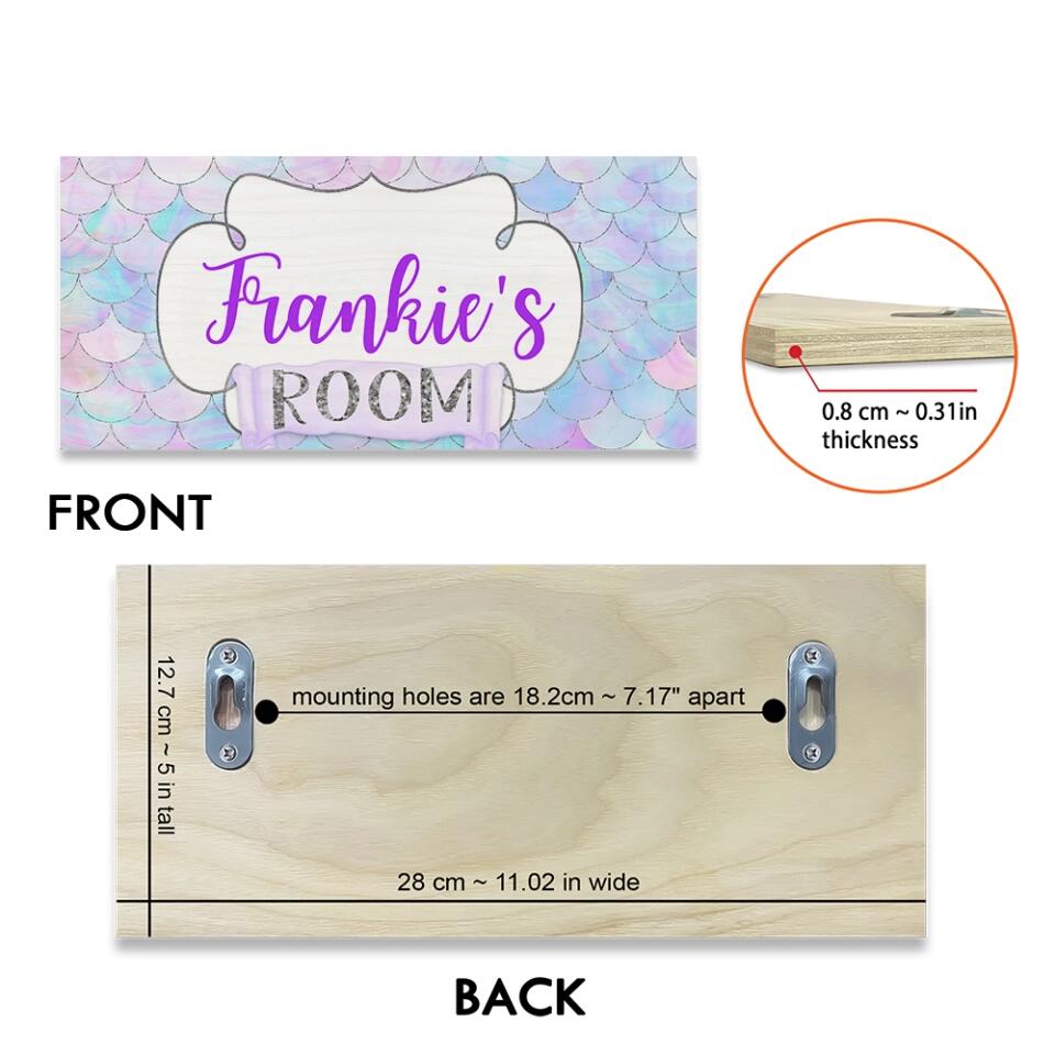 Mermaid & Unicorn Style Girl's Room Personalized Wooden Sign