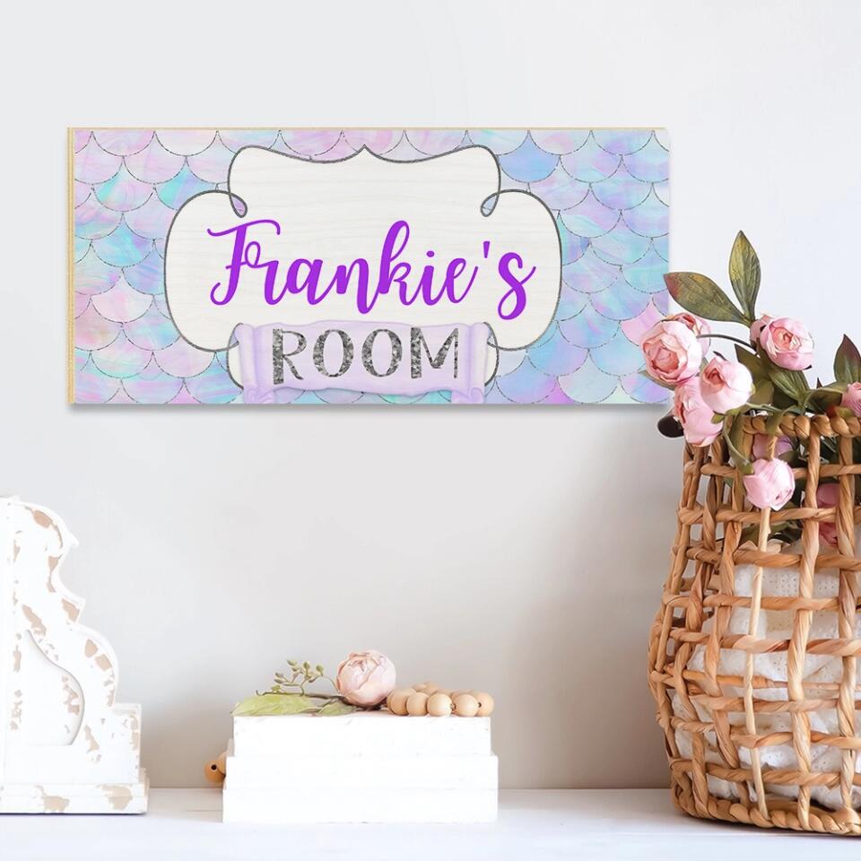 Mermaid & Unicorn Style Girl's Room Personalized Wooden Sign