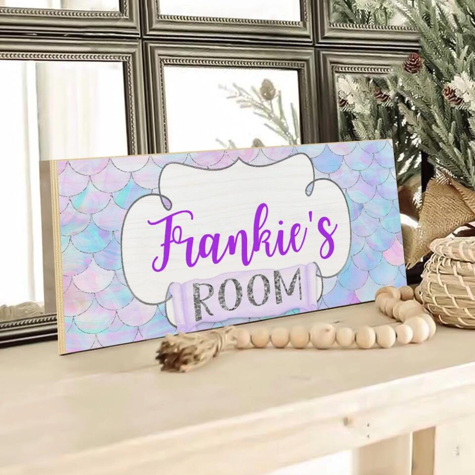 Mermaid & Unicorn Style Girl's Room Personalized Wooden Sign