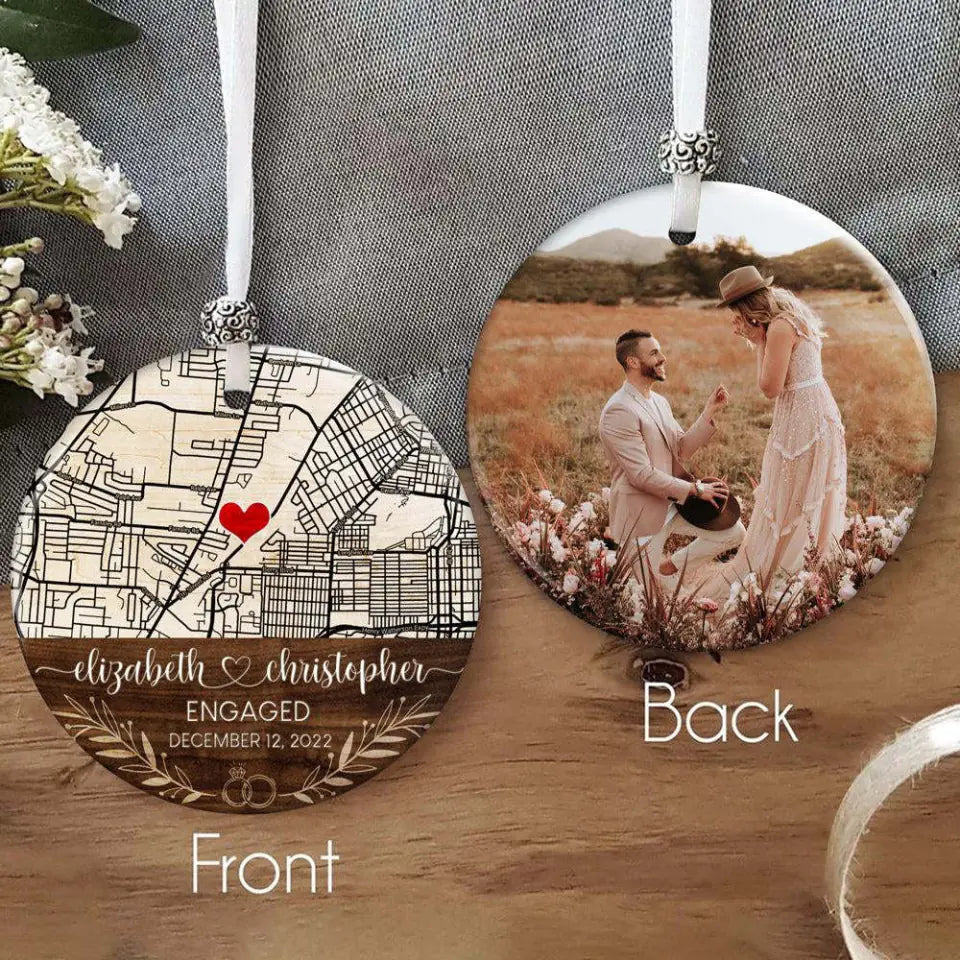 Where It All Began Custom Map - Personalized Photo Ornament - Wedding Anniversary Photo Gift