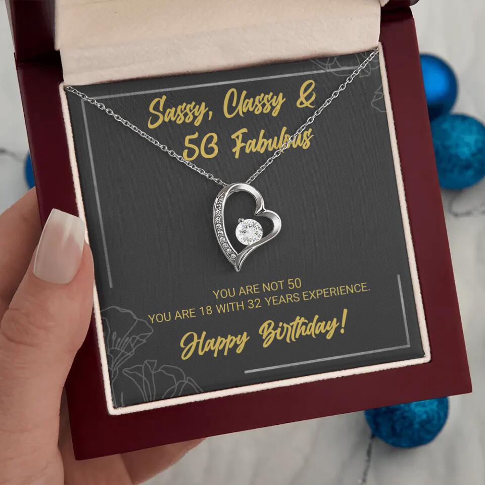 Sassy Classy 50 And Fabulous - Personalized Necklace Multiple Choice - Gift For Her On Birthdays