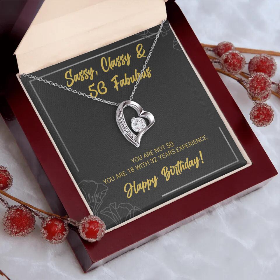 Sassy Classy 50 And Fabulous - Personalized Necklace Multiple Choice - Gift For Her On Birthdays