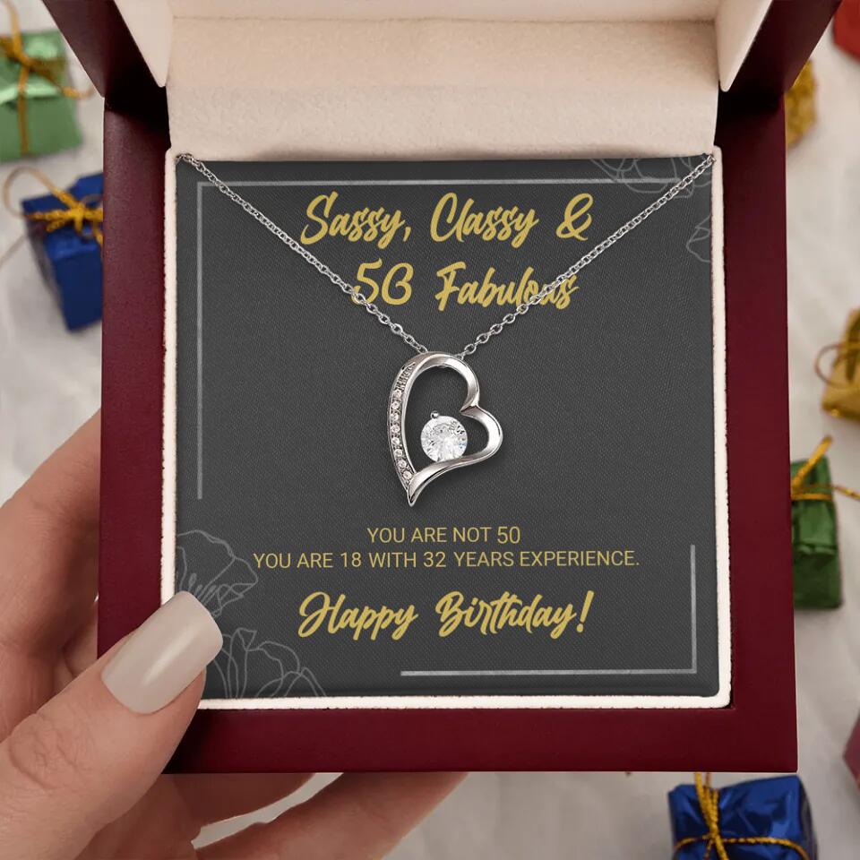 Sassy Classy 50 And Fabulous - Personalized Necklace Multiple Choice - Gift For Her On Birthdays