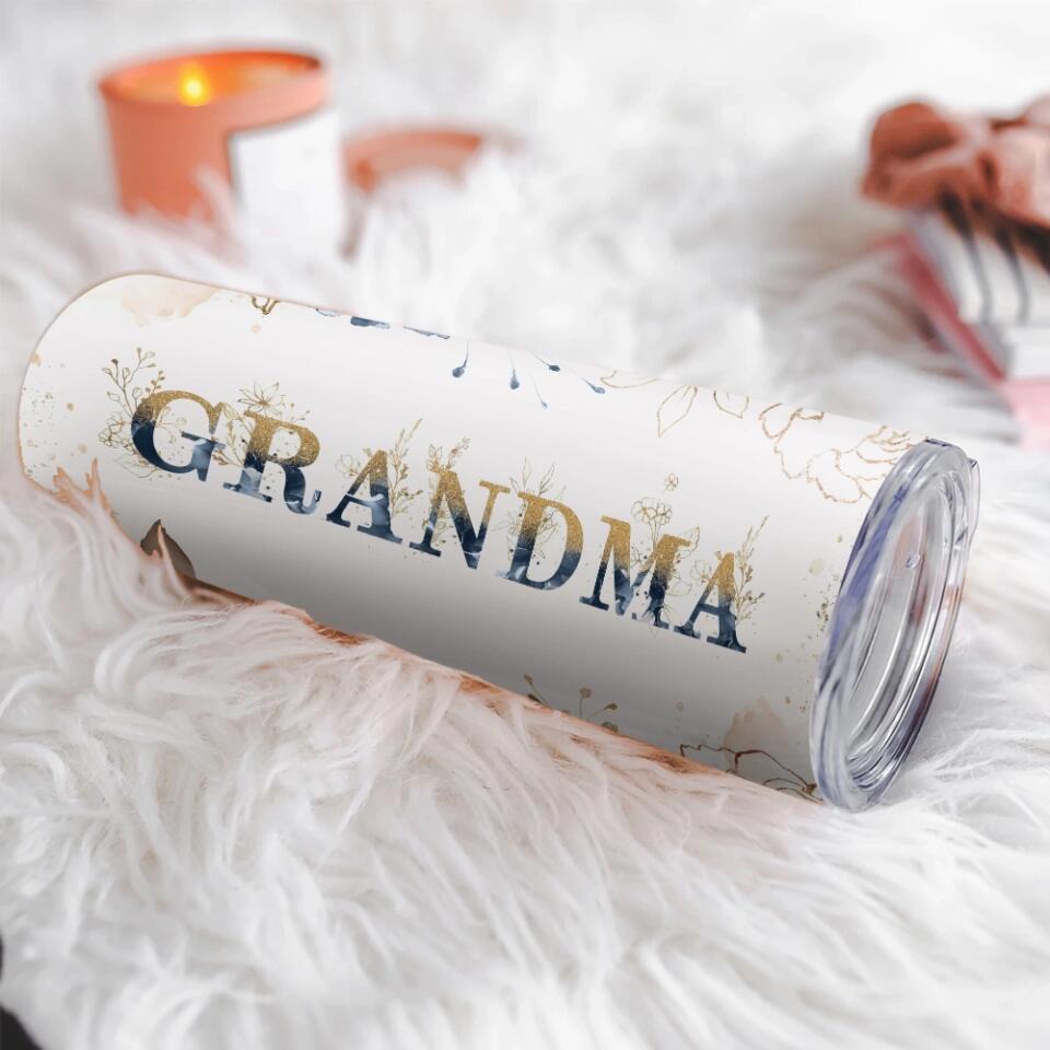 Floral Grandma Personalized Skinny Tumbler Mother's Day Gift