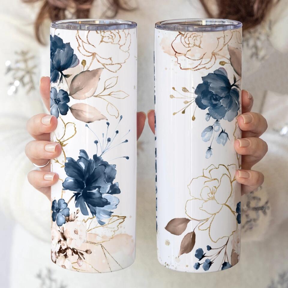 Floral Grandma Personalized Skinny Tumbler Mother's Day Gift
