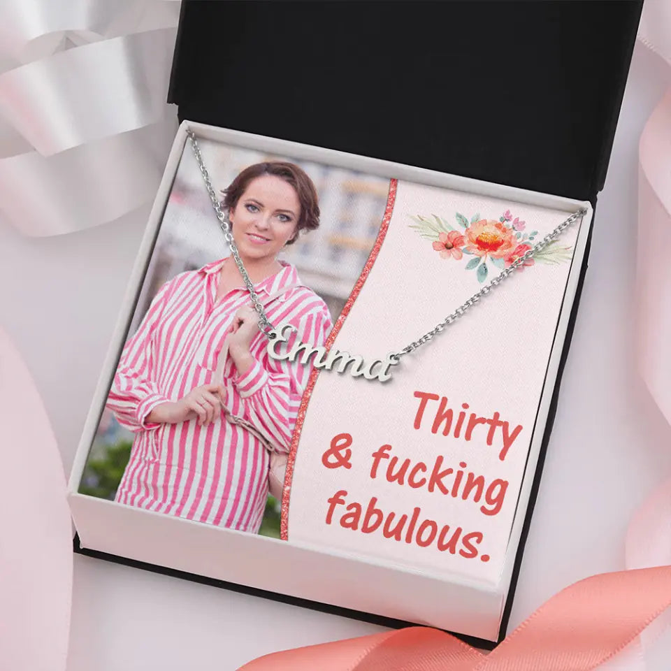 Thirty & Fucking Fabulous Personalized Photo And Age Necklace