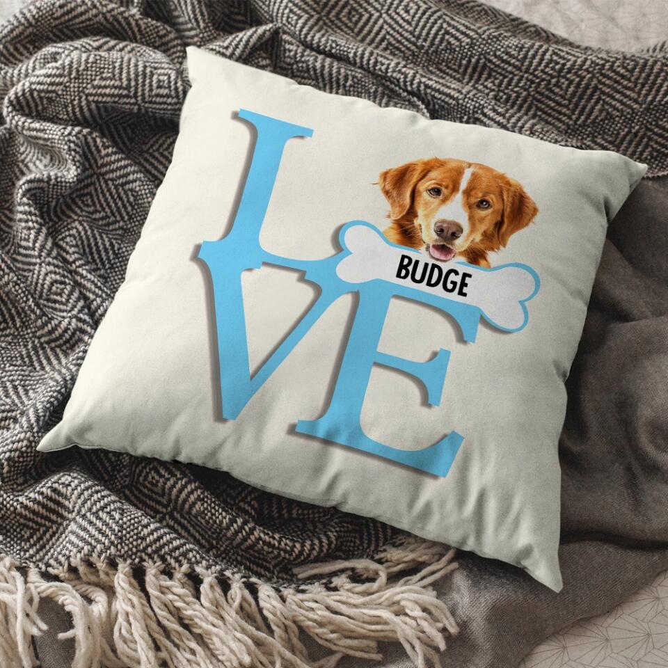 Custom Dog Face Dog And Love Pillow Gift For Dog Dad Dog Mom