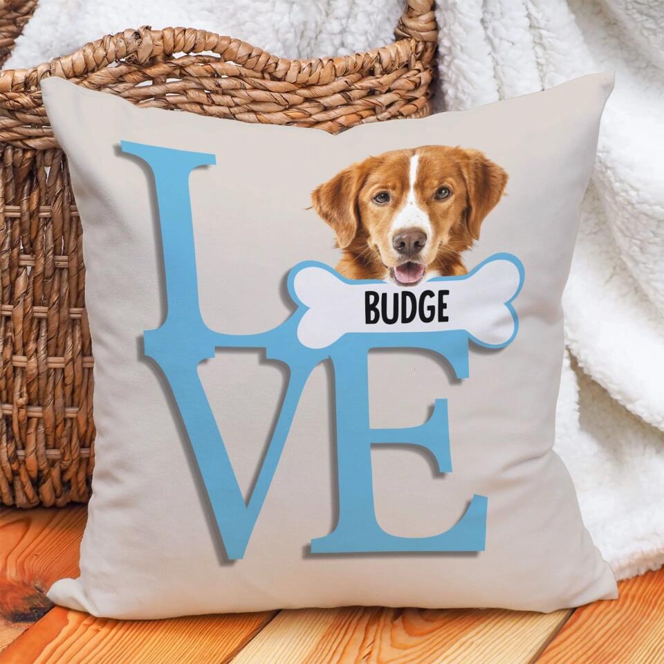 Custom Dog Face Dog And Love Pillow Gift For Dog Dad Dog Mom
