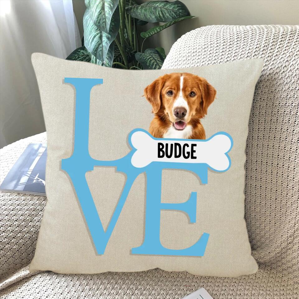 Custom Dog Face Dog And Love Pillow Gift For Dog Dad Dog Mom