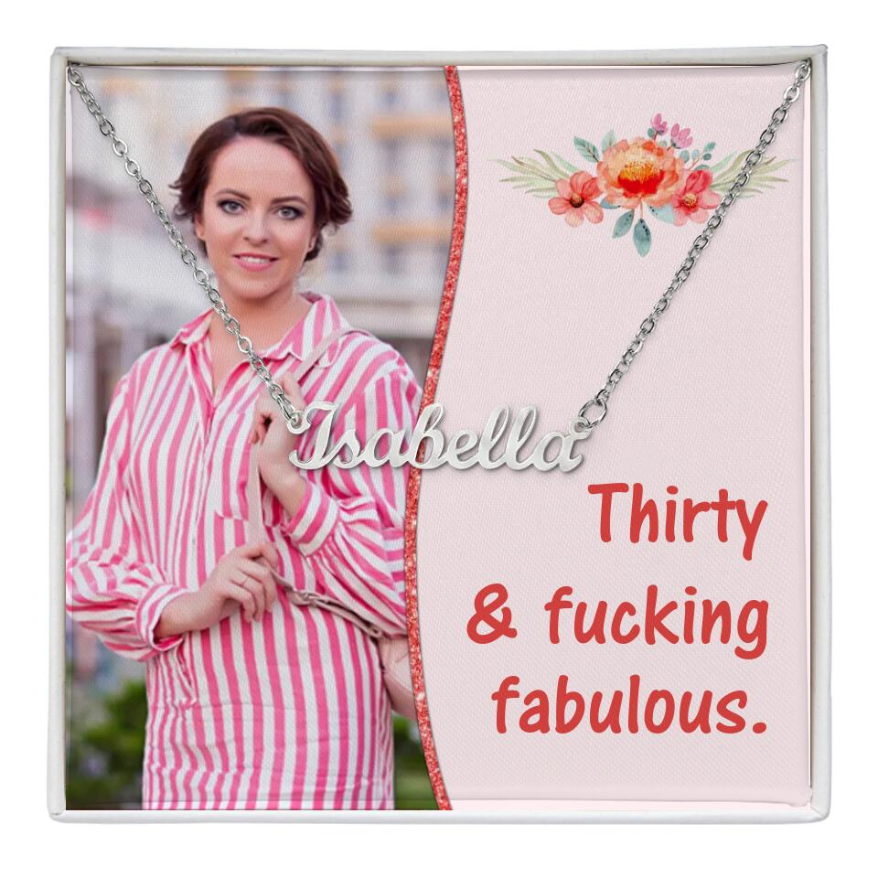 Thirty & Fucking Fabulous Personalized Photo And Age Necklace