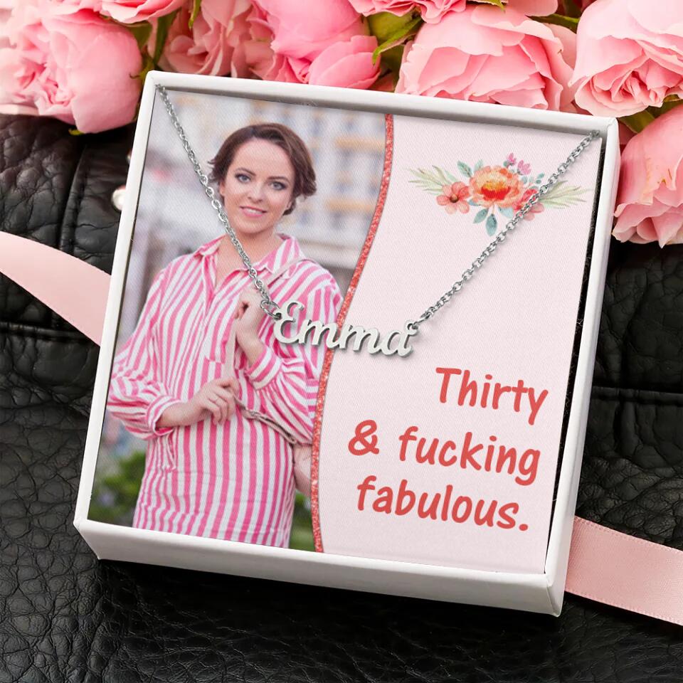 Thirty & Fucking Fabulous Personalized Photo And Age Necklace