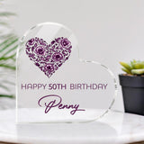 Best 50th Birthday Gifts for Mom - Heart Acrylic Plaque Decor Home - Grateful Heart Personalized Acrylic Keepsake, Gifts for Her, Family Gifts, Gifts for Mom, Mother's Day Gifts - 209IHNTHAP604