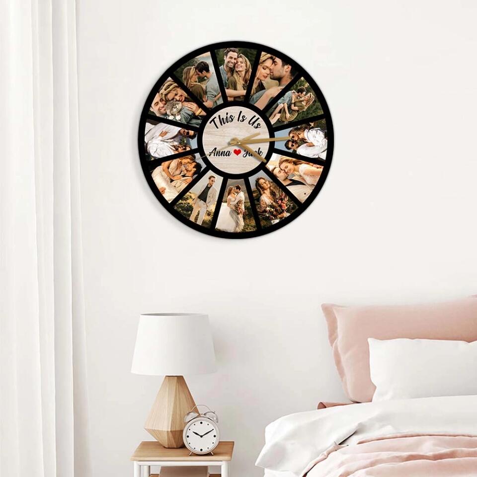 This Is Us Time Of Love - Upload Photo and Custom Name Wall Clock - Best Gift For Him/Her For Couples - Anniversary Gift For Fiance - Best Sweet Wedding Decor - 303ICNTLWC355