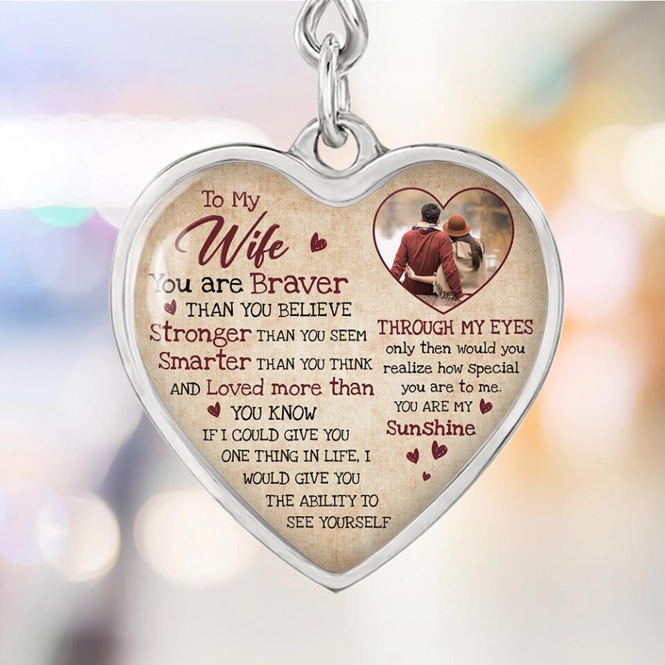 To My Wife Girlfriend Custom Necklace And Keychain Anniversary Gift For Her