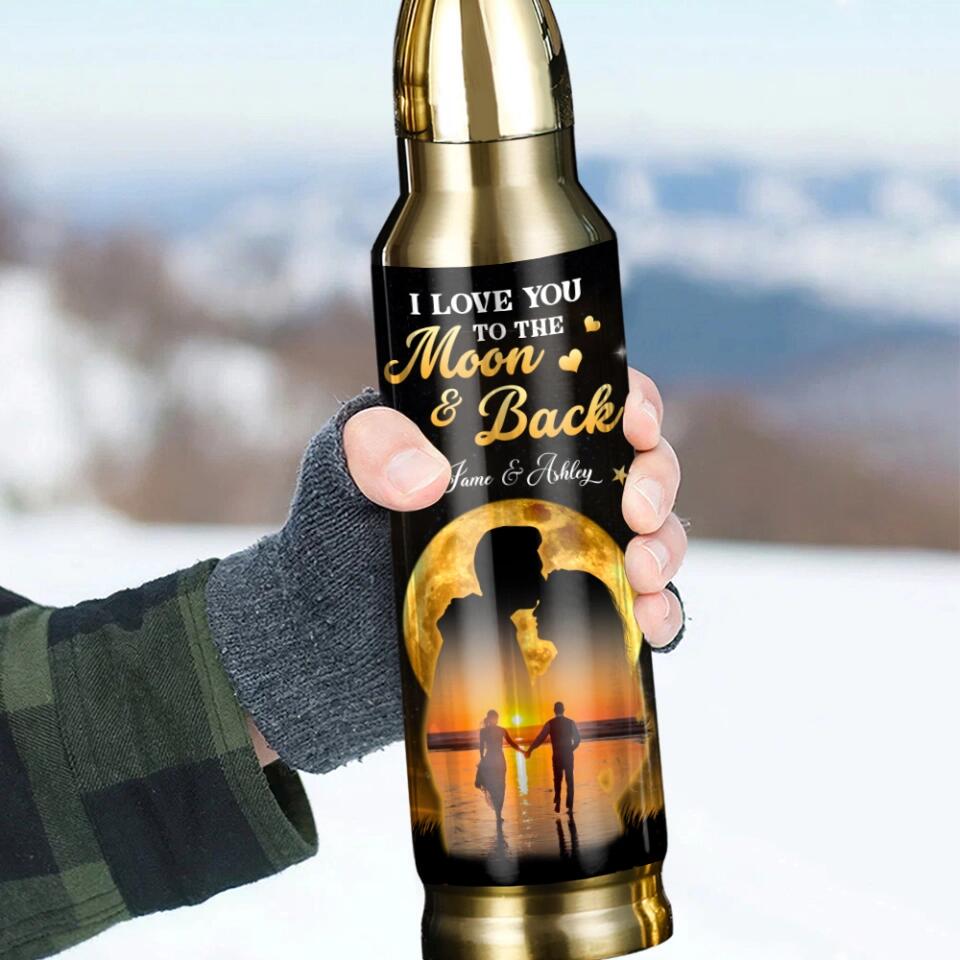 To My Wife I Love You to The Moon and Back, Custom Bullet Tumbler, Anniversary Gift for Her