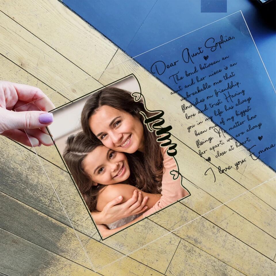 Dear Aunt The Bond Between An Aunt And Her Niece Custom Acrylic Plaque Anniversary Gift