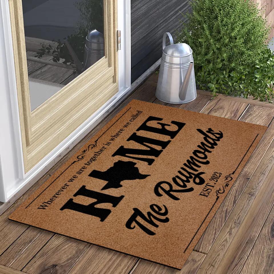 Wherever We Are Together Is Where We Called Home - Housewarming Gifts - Custom Doormat - Gift For Couples