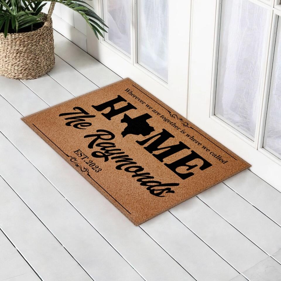 Wherever We Are Together Is Where We Called Home - Housewarming Gifts - Custom Doormat - Gift For Couples
