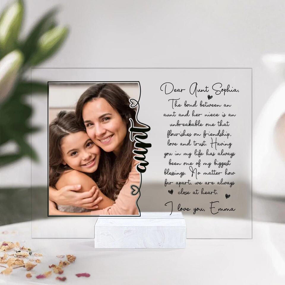 Dear Aunt The Bond Between An Aunt And Her Niece Custom Acrylic Plaque Anniversary Gift