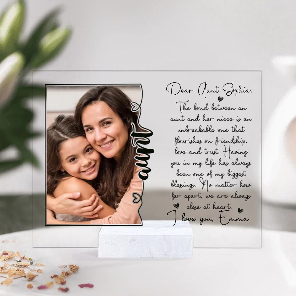 Dear Aunt The Bond Between An Aunt And Her Niece Custom Acrylic Plaque Anniversary Gift