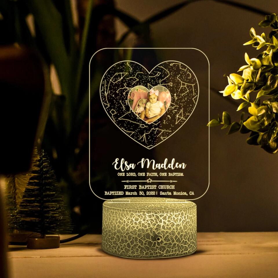 First Baptist Church One Lord One Faith One Baptism Custom 3D Light First Communion Gifts