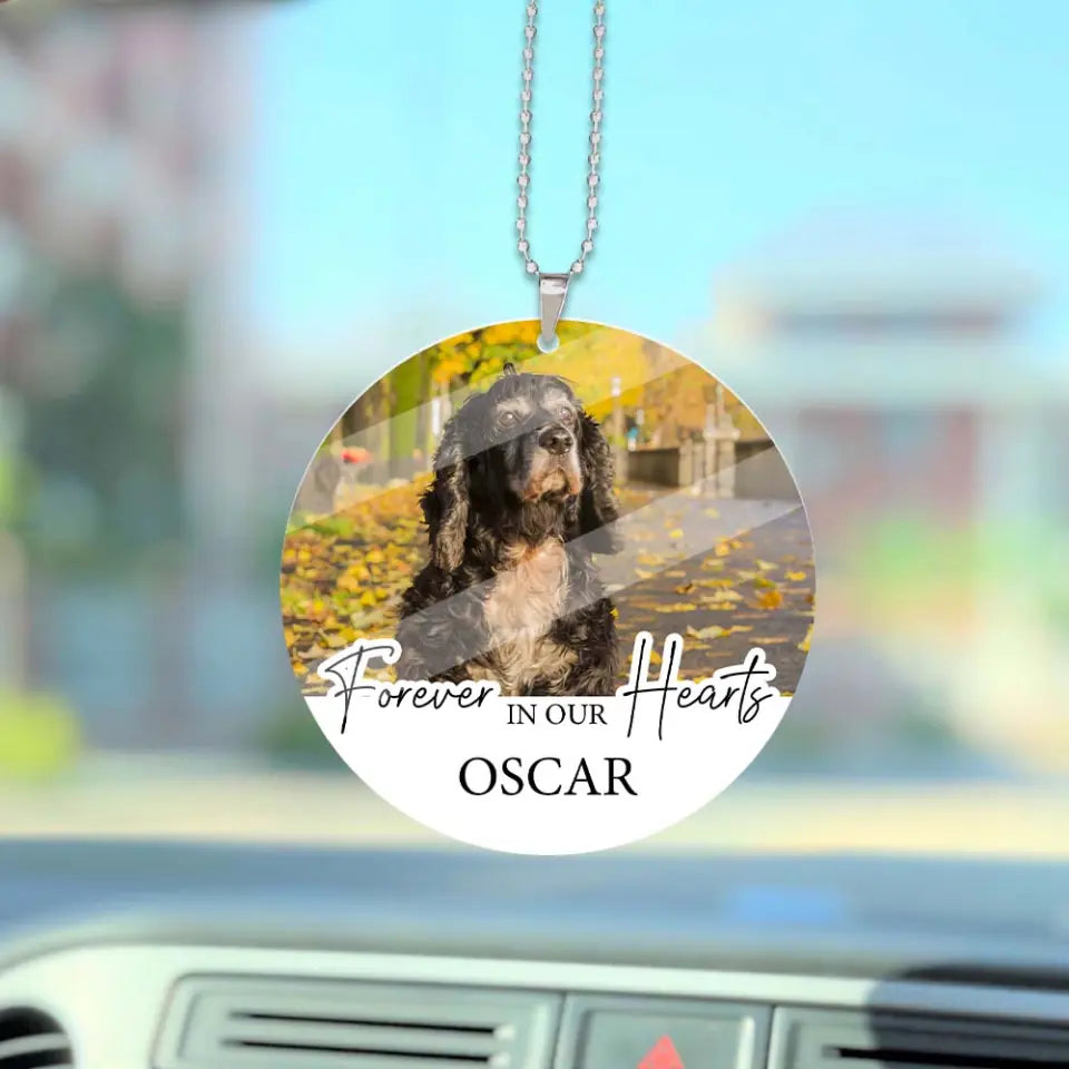 Forever in Our Heart - Personalized Photo - Custom Name - Car Ornament - Gift for Loss Beloved - for Loss Husband - Loss Brother - for Loss Pet - 303ICNTLOR360