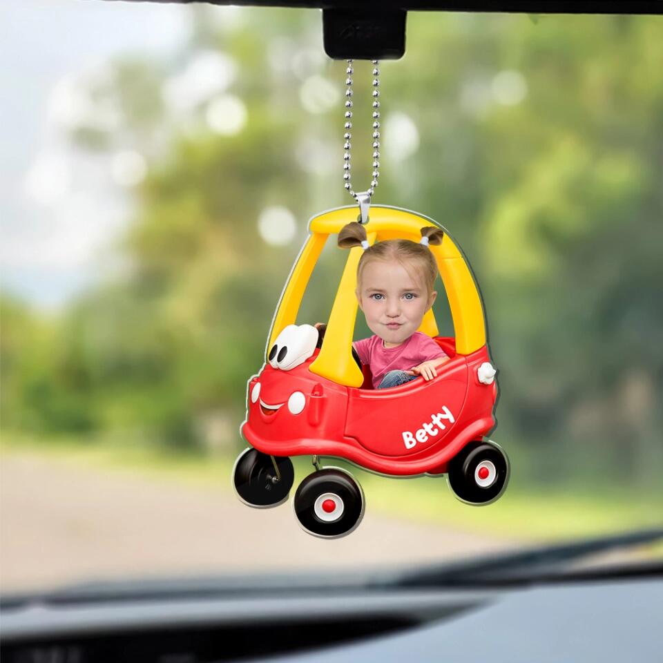 Baby Driving The Car Face Photo, Car Ornament For Baby, Personalized Name Shirt Color, Shape Ornament 2 Sides - Best Gift For Parents Baby- 303IHPLNOR349
