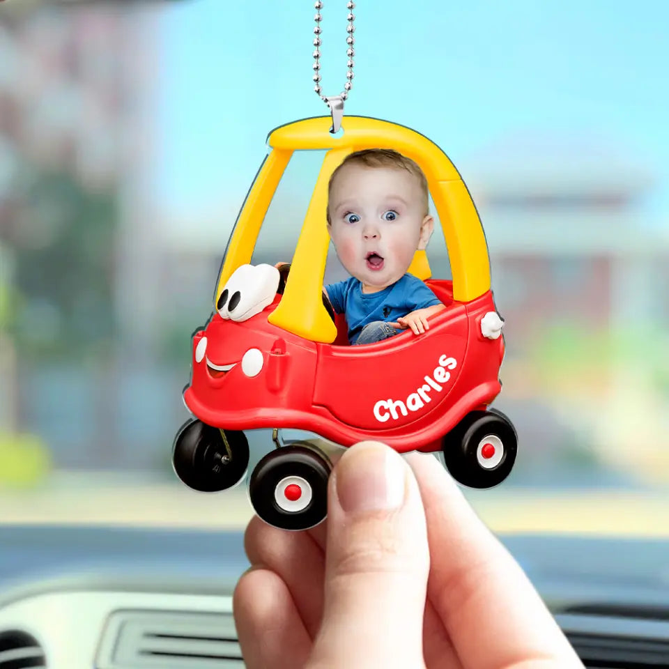 Baby Driving The Car Face Photo Personalized Ornament