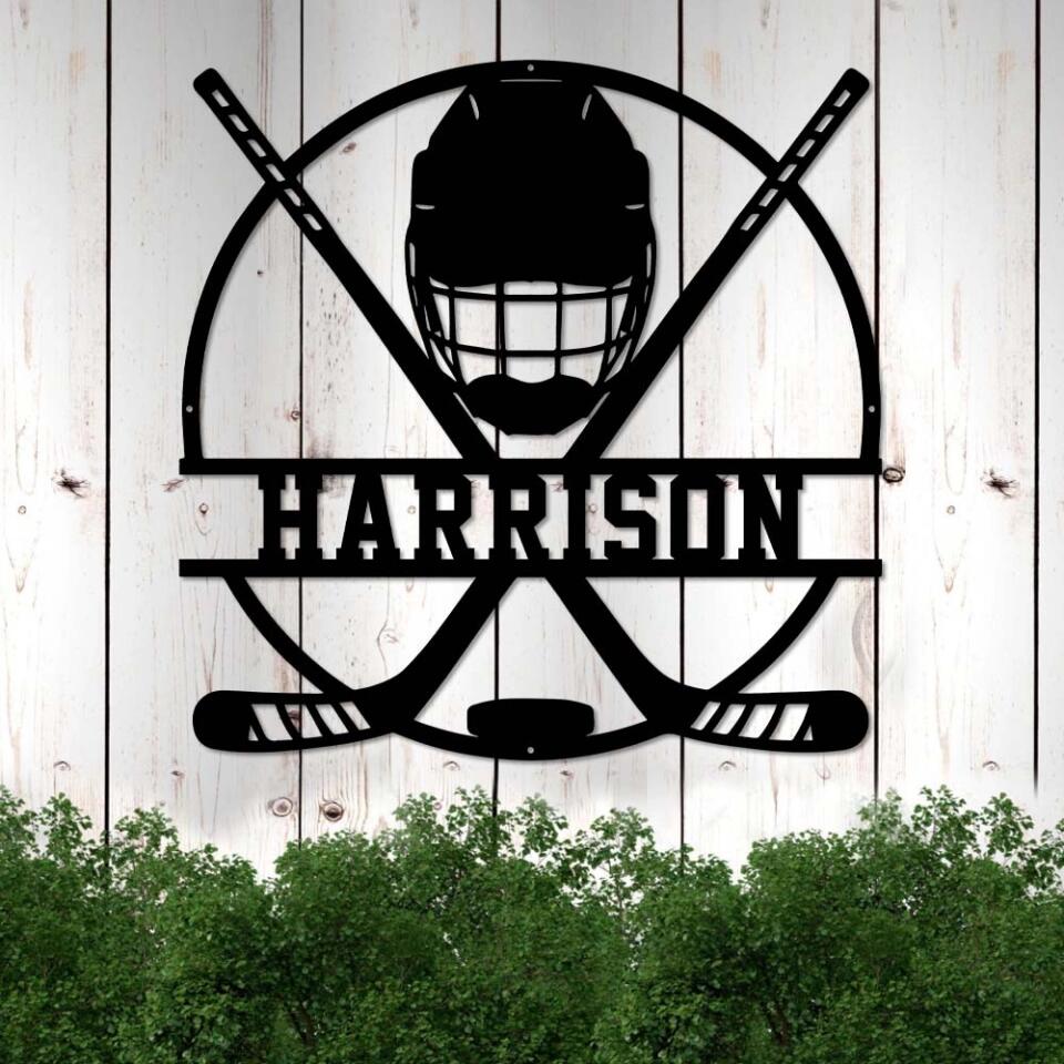 Hockey Stick Custom Metal Wall Art Personalized Air Hockey Metal Signs