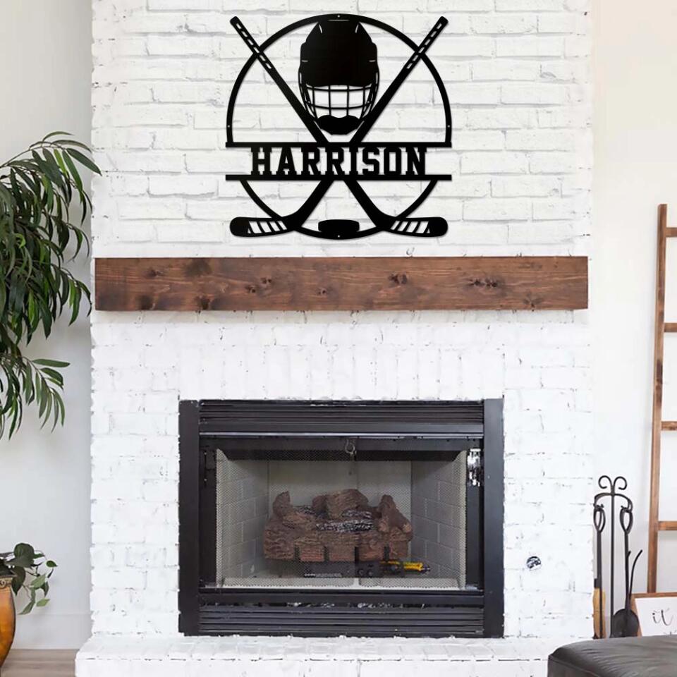Hockey Stick Custom Metal Wall Art Personalized Air Hockey Metal Signs