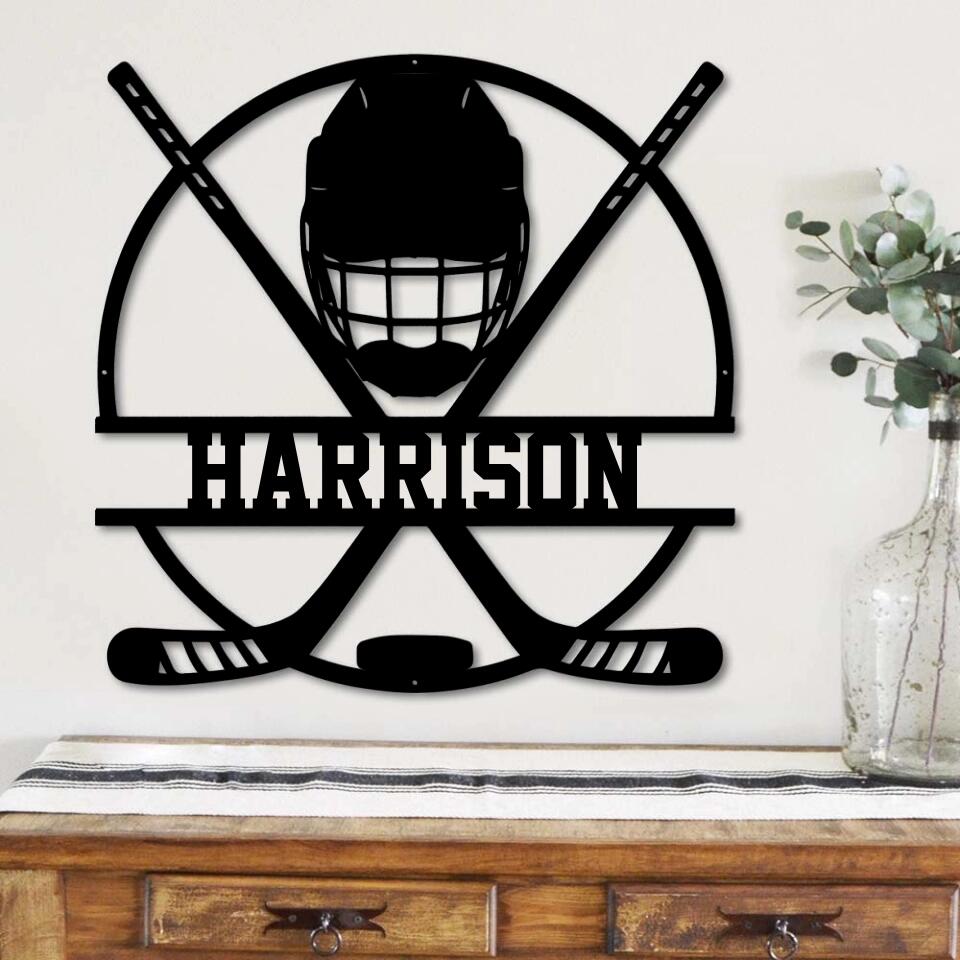 Hockey Stick Custom Metal Wall Art Personalized Air Hockey Metal Signs