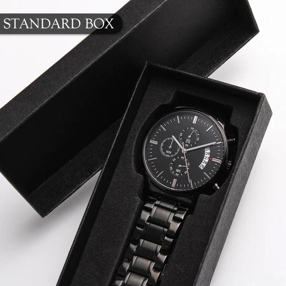 Thank You Hockey Coach - Personalized Stainless Steel Engraved Chronograph Watch - Appreciation Gift For Hockey Coaches