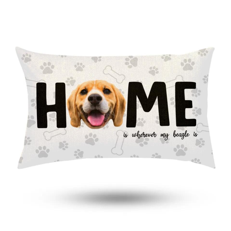 Home Is Where My Pet Is - Personalized Upload Photo Rectangular Pillow - Best Gift For Dog/Cat Lover Pet Lover - Best Funny Home Decor - 303ICNNPPI363