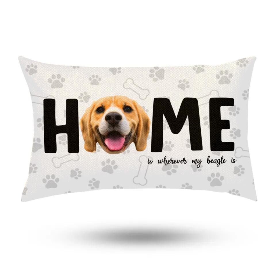 Home Is Where My Pet Is, Personalized Upload Photo Rectangular Pillow, Gift For Pet Lovers, Dog Cat Owners