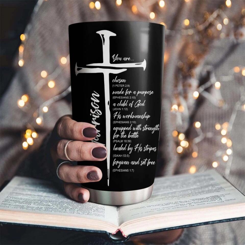 A Child Of God, Warrior with Bible Verses Cup, Personalized 20oz Tumbler, Christian Gift for Men