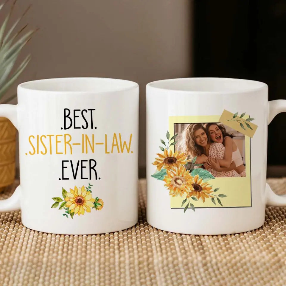 Sunflower Best Sister In Law Ever Custom Mug Wedding Gift For Her