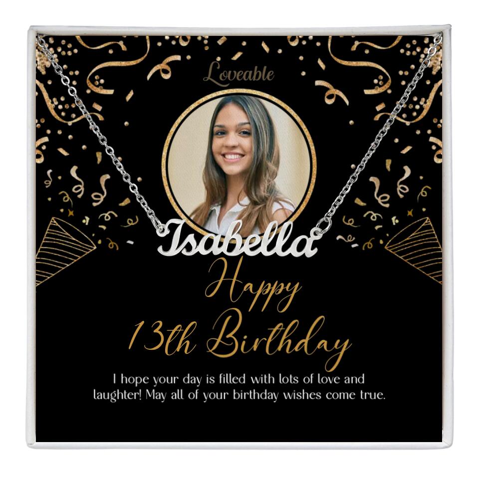 I Hope Your Day is Filled with Lots of Love and Laughter - Personalized Necklace - Birthday Gift for Girls Daughter Niece Girlfriend