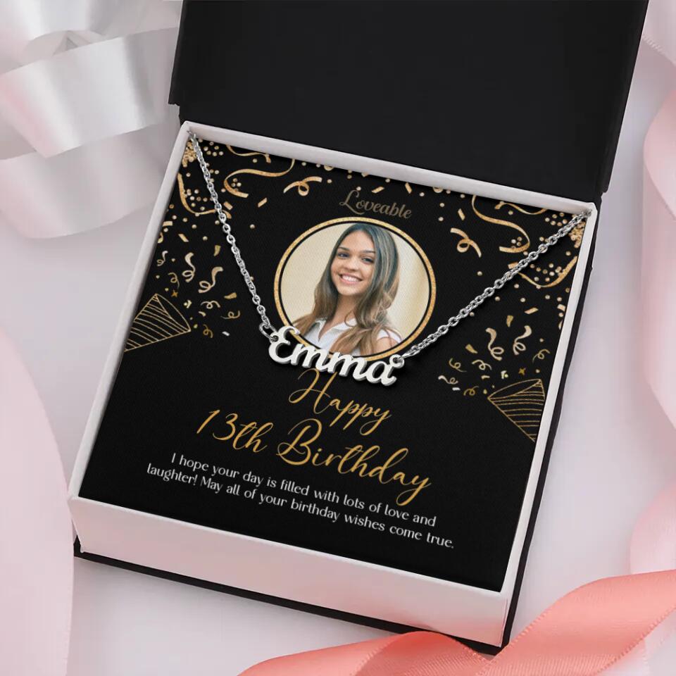 I Hope Your Day is Filled with Lots of Love and Laughter - Personalized Necklace - Birthday Gift for Girls Daughter Niece Girlfriend