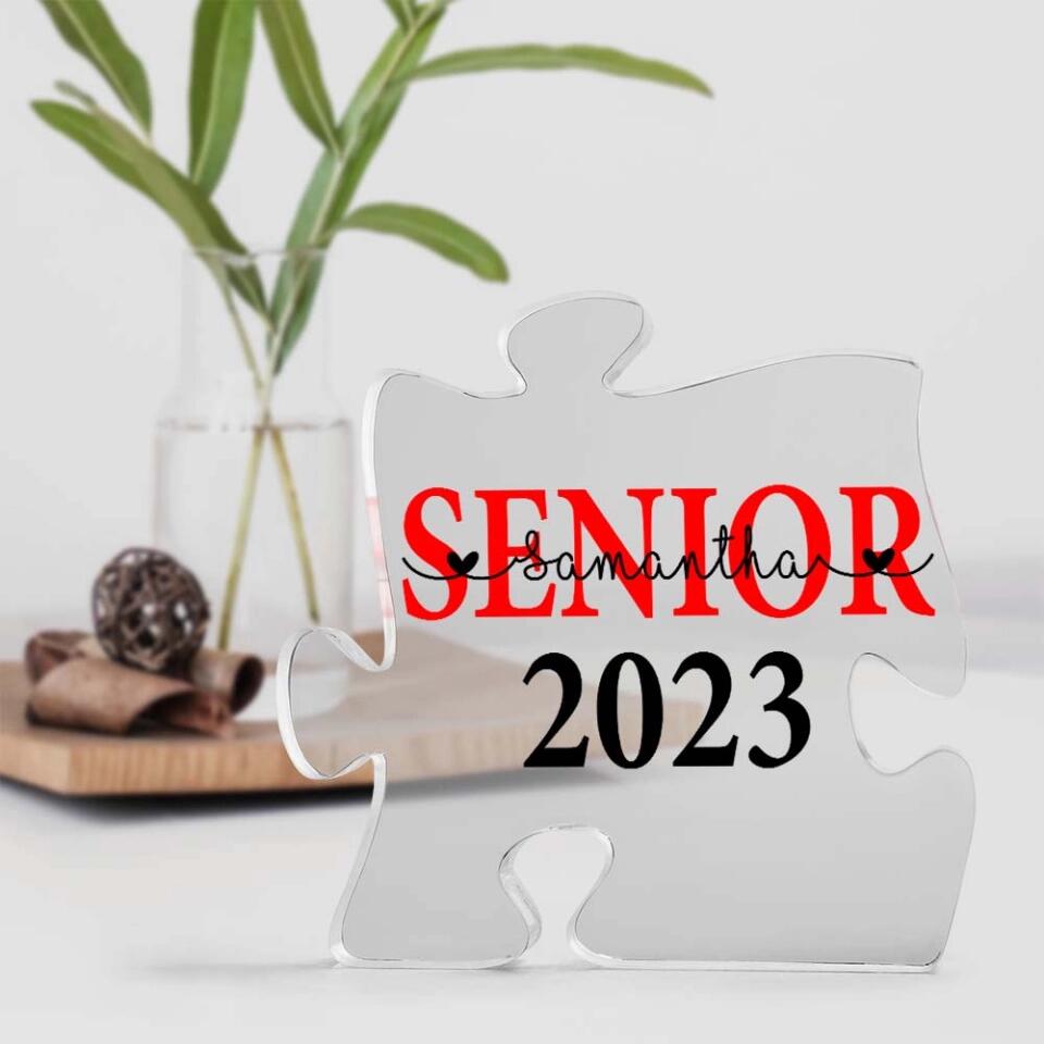 Custom Name & Year Acrylic Plaque, Personalized Graduation Gift for Seniors, Puzzle Piece Acrylic Desk Sign