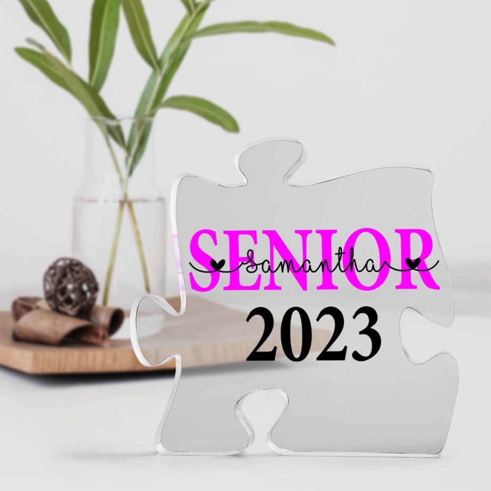 Custom Name & Year Acrylic Plaque, Personalized Graduation Gift for Seniors, Puzzle Piece Acrylic Desk Sign