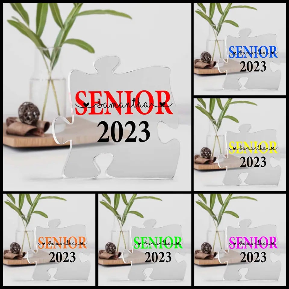 Senior 2023 - Puzzle Acrylic Plaque - Personalized Name - Custom Student&#39;s Name - Acrylic Decor - Graduation Gift - Gift for Seniors - for Daughter Son - 303ICNTLAP388