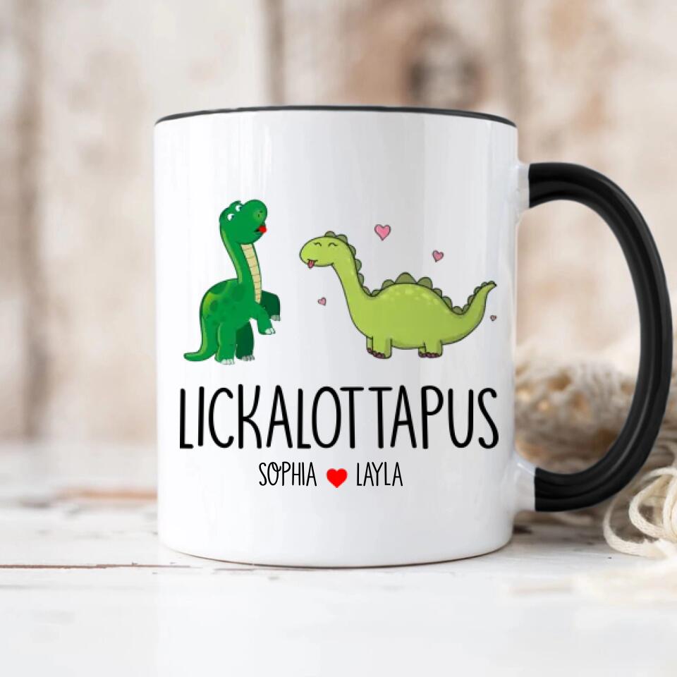 Lickalottapus Dinosaur Couples Funny Dinosaurs - Personalized Accent Mug - Best Gift For Lesbian/Gay Couples For Him/Her On Anniversary - 303ICNTLMU397