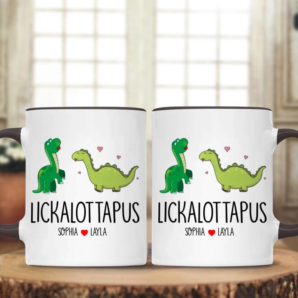 Lickalottapus Dinosaur Couples Custom Accent Mug Gift For Gay Lesbian Couples